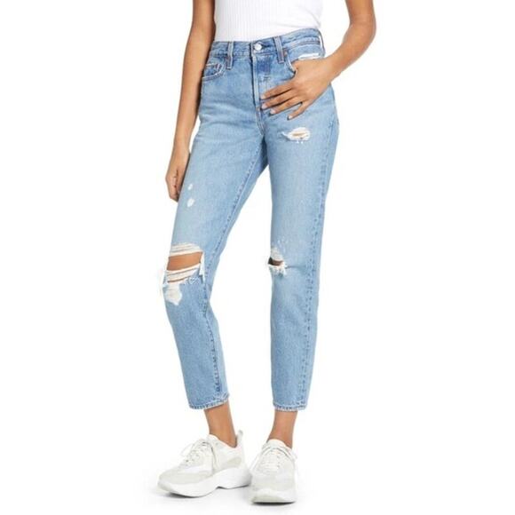 Levi’s Wedgie Icon Fit Distressed Denim Jeans Women’s Size 24 Medium Wash - Picture 2 of 11